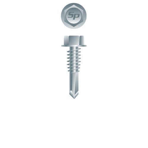 12-24 x 7/8 Unslotted Indented Hex Washer Head, Zinc Plated Point# 4 (Pack Qty 100) H4I