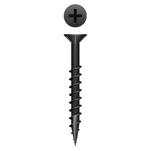8 x 1 Woodworking Phillips Flat Head w/Nibs Particle Board Screw, Type 17, Black Oxide (Pack Qty 10000) X816NB