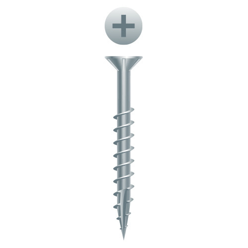 9 x 3 Woodworking Phillips Flat Head w/Nibs Particle Board Screw, Type 17, Zinc Plated (Pack Qty 2000) X948NZ