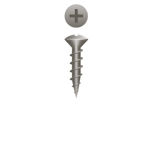 6 x 5/8 Woodworking Phillips Oval Head Particle Board Screw, Hinge Screw, Plain (Pack Qty 25000) 610OL