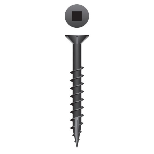 8 x 2 Woodworking Square Drive Flat Head w/Nibs Particle Board Screw, Type 17, Black Oxide (Pack Qty 700) XQ832NBV