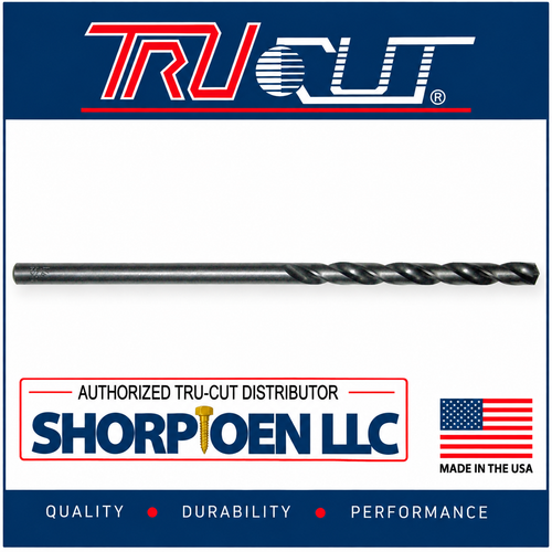 TRU-CUT AIRCRAFT EXTENSION DRILL BIT WIRE SIZE HSS 135 SPLIT POINT BLACK OXIDE #20X12 .1610 DEC (Pack of 1 pc) Part No. A12#20