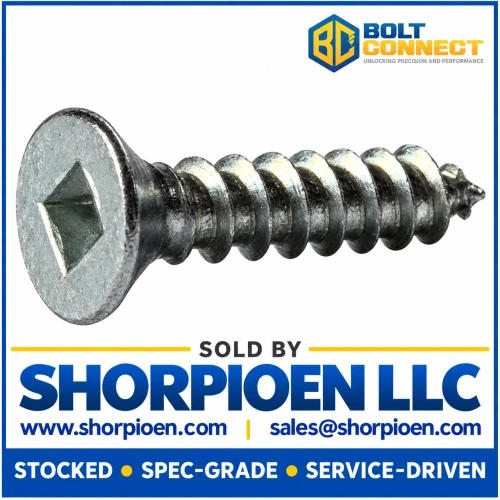 8-15X3/4 Square Flat Self Tapping Screw Type A Fully Threaded Zinc (Pack Qty 10,000) BC-0812AQF