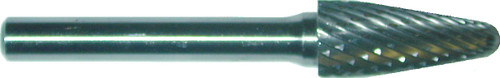TRU-CUT CARBIDE BURR 14 DEGREE INCLUDED ANGLE DOUBLE CUT 1/4 SHANK 1/2 DIA X1 HEAD LENGTH (Pack of 1 pc) Part No. CBSF-5