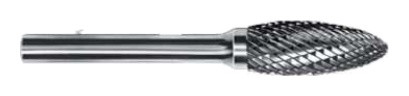 TRU-CUT CARBIDE BURR FLAME SHAPE DOUBLE CUT 1/4 SHANK 5/8 DIA X1-7/16 HEAD LENGTH (Pack of 1 pc) Part No. CBSH-6