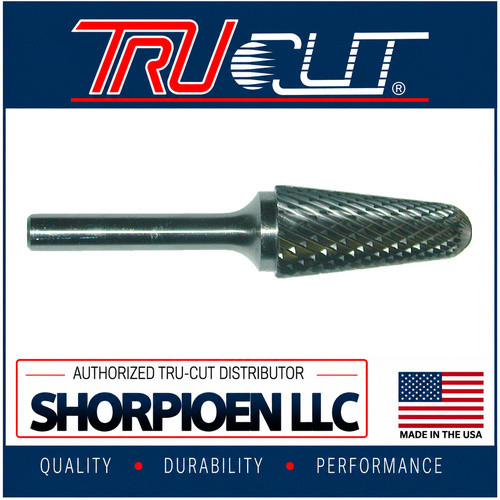 TRU-CUT CARBIDE BURR TREE SHAPE DOUBLE CUT 1/4 SHANK 1/4 DIA X5/8 HEAD LENGTH (Pack of 1 pc) Part No. CBSL-1