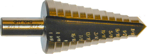 TRU-CUT STEP DRILL CONICAL CUTTER HSS 1/2 MAX STEPS 1/8-1/2 BY 1/32 1/4 SHANK (Pack of 1 pc) Part No. CM.500