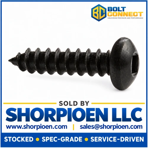 8-15X3/8 Square Pan Self Tapping Screw Type A Fully Threaded Black Oxide (Pack Qty 10,000) BC-0806AQPB