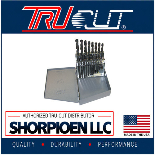 TRU-CUT DRILL BIT SET 15 PC JOBBER SET 1/16 THRU 1/2 BY 32NDS METAL INDEX (Pack of 1) Part No. M-15