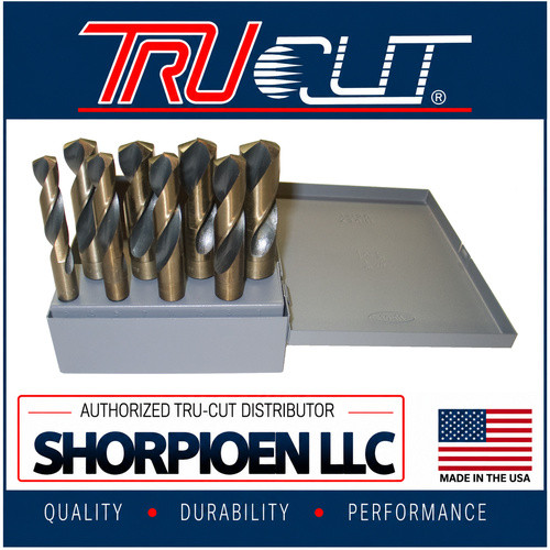 TRU-CUT DRILL BIT SET 8 PC SILVER & DEMING SET 9/16 THRU 1 BY 16THS BLACK & GOLD (Pack of 1) Part No. M-8SDBG
