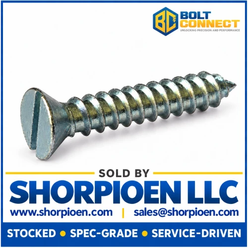 14-10X2 Slotted Flat Self Tapping Screw Type A Fully Threaded Zinc (Pack Qty 1,250) BC-1432ASF