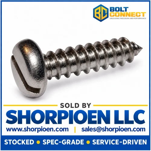 14-10X3/4 Slotted Pan Self Tapping Screw Type A Fully Threaded 18-8 Stainless Steel (Pack Qty 1,000) BC-1412ASP188