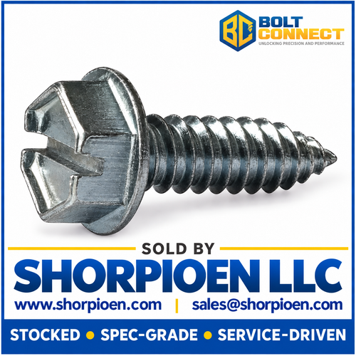 14-10X2 Slotted Indented Hex Washer Self Tapping Screw Type A Fully Threaded Zinc (Pack Qty 1,000) BC-1432ASW