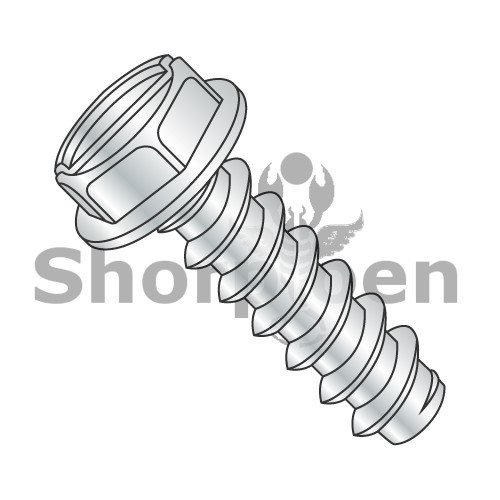8-18X1 Slotted Indented Hex Washer Self Tapping Screw Type B Fully Threaded Zinc (Pack Qty 5,000) BC-0816BSW