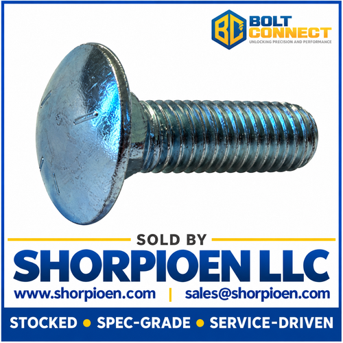 1/4-20X7/8 Carriage Bolt Grade 5 Fully Threaded Zinc (Pack Qty 2,500) BC-1414C5