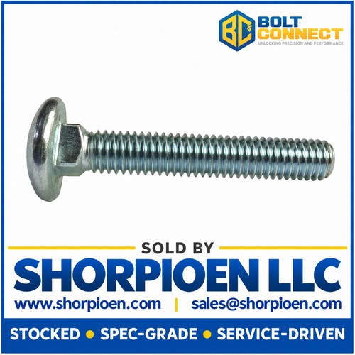 1/4-20X2 1/4 Carriage Bolt Flat Head Diameter .570-.640 Head Hgt .078-.107 Full Thread Zinc (Pack Qty 1,000) BC-1436CF
