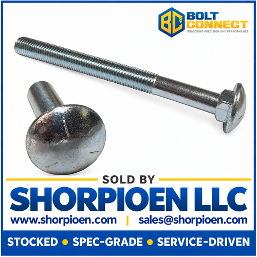 3/4-10X7 1/2 Carriage Bolt Grade 5 Partially Threaded 6" Thread Under Sized Body Zinc (Pack Qty 40) BC-75120C5