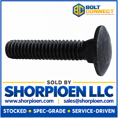 8-32X1/2 Carriage Bolt Fully Threaded Black Oxide and Oil (Pack Qty 5,000) BC-0808CB