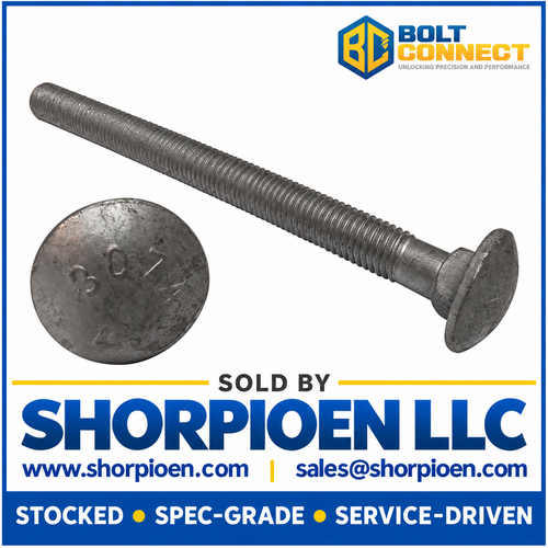 1/2-13X13 Carriage Bolt Galvanized Partially Threaded Under Sized Body (Pack Qty 25) BC-50208CG
