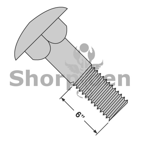 5/8-11X10 Carriage Bolt Galvanized Partially Threaded Under Sized Body (Pack Qty 25) BC-62160CG
