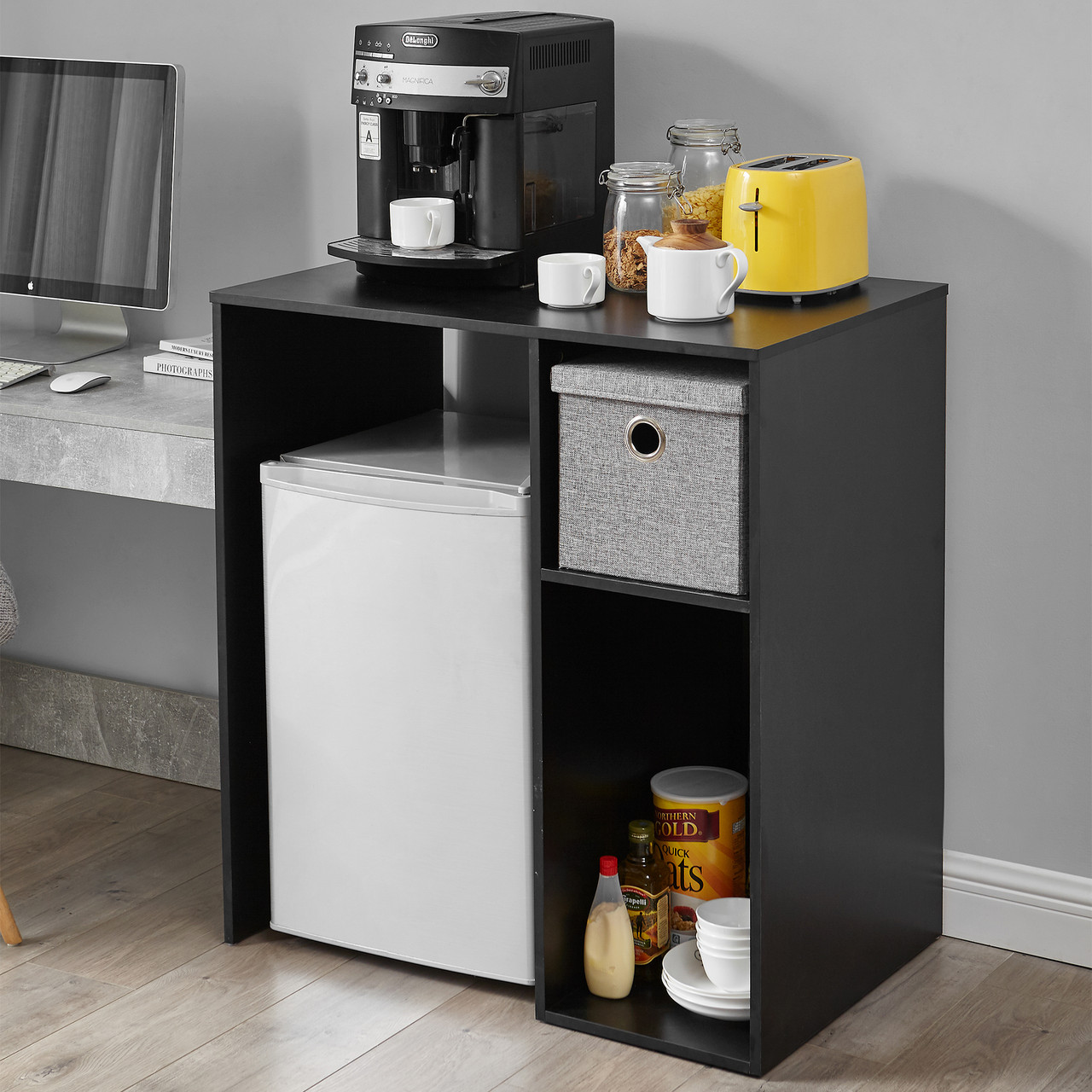 Organizer Per Mini Frigo Con 15 Tasche In Tessuto Non Tessuto, Appendibile, Grigio, Per Snack E Posate - 3