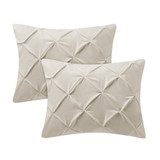 Beige Pintuck Pillow Shams (Set of 2) - College Dorm Bedding