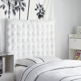 Rainha Cushion Tufted College Headboard - White Velvet