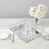 Egnazia - Silver Metal Mirror Tray - Large Wide Rectangle Open Style