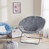 Giant Moon Chair - Mega Furry Plush Dark Gray