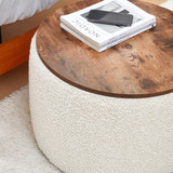 STORAGE TABLE OTTOMAN - OFF WHITE