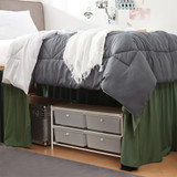 DORM SIZED BED SKIRT PANEL WITH TIES - HERO GREEN