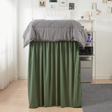 EXTENDED DORM SIZED BED SKIRT PANEL WITH TIES - HERO GREEN