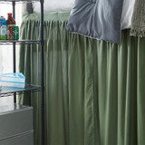 EXTENDED DORM SIZED BED SKIRT PANEL WITH TIES - HERO GREEN