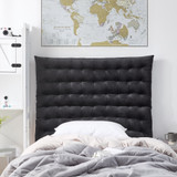 Rainha Cushion Tufted College Headboard - Black Velvet