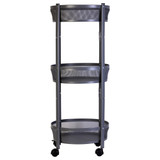 Dorm 3-Tier Round Rolling Storage Cart - Gray