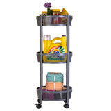 Dorm 3-Tier Round Rolling Storage Cart - Gray