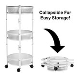 Dorm 3-Tier Round Rolling Storage Cart - White