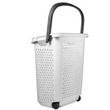 OVERSIZED HAMPER WITH WHEELS - WHITE WITH GRAY HANDLES