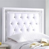 Tavira AllureÂ® College Dorm Headboard - White with Silver Crystal Border