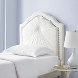 Plush Pleated Double Bevel College Dorm Headboard - White