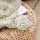 Cozy PotatoÂ® Pom Pom Yarn Knit Twin XL Bed Blanket - Farmhouse White