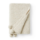 Cozy PotatoÂ® Pom Pom Yarn Knit Twin XL Bed Blanket - Farmhouse White