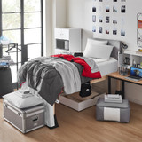 Cherry Red/Granite Gray Reversible Twin XL Comforter