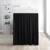 Extended Dorm Sized Bed Skirt Panel with Ties - Black (For raised or lofted beds)