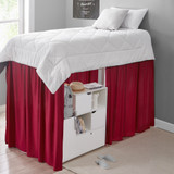 Extended Dorm Sized Bed Skirt Panel with Ties - Scooter Red (For raised or lofted beds)