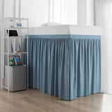 Extended Dorm Sized Bed Skirt Panel with Ties - Smoke Blue (For raised or lofted beds)