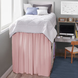 Extended Dorm Sized Bed Skirt Panel with Ties - Silver Pink (For raised or lofted beds)