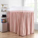 Extended Dorm Sized Cotton Bed Skirt Panel with Ties - Darkened Blush (For raised or lofted beds)