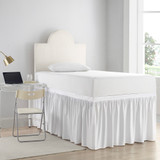 Dorm Sized Cotton Bed Skirt Panel with Ties - Farmhouse White