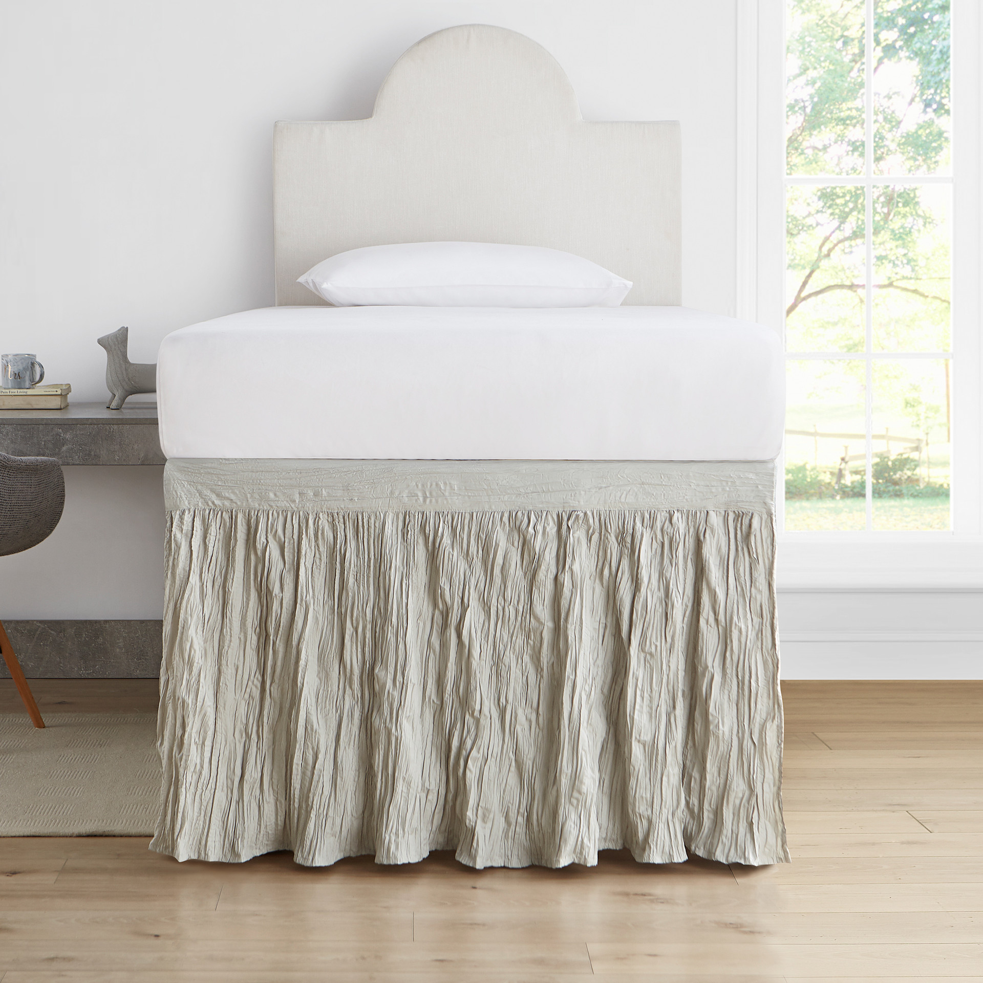 Tailored Dorm Sized Bed Skirt- White College Dorm Bed Skirt Twin
